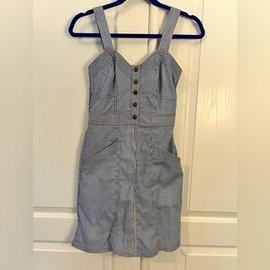 JAPNA XS Railroad Pinstriped Denim Dress